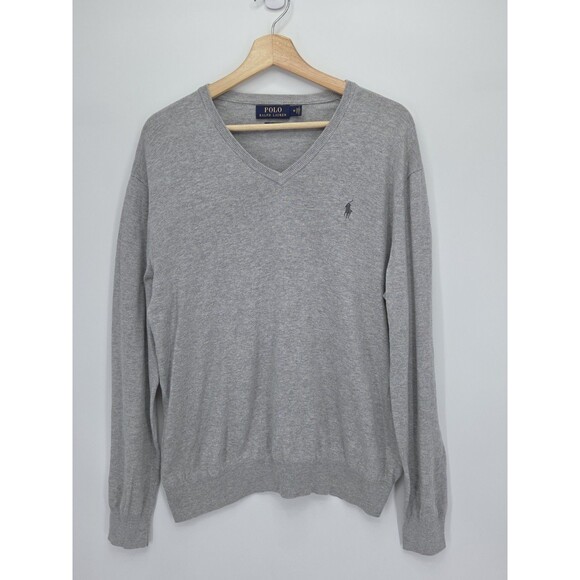 Polo by Ralph Lauren Other - Polo Ralph Lauren Mens V Neck Pima Cotton Sweater Long Sleeves Gray Size Medium